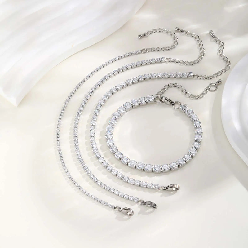 2/3/4/5MM Luxury Zircon Tennis Chain Bracelet for Women, Stainless Steel Bracelet Zircon Chain Bracelets, Dainty Jewelry Gift