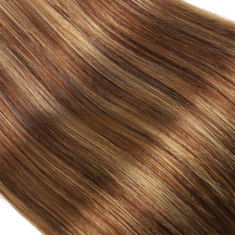 32 Inch Honey Blonde Straight Bundles P4/27 Highlight Straight Human Hair Bundles Brown Colored Brazilian Hair Weave Bundles