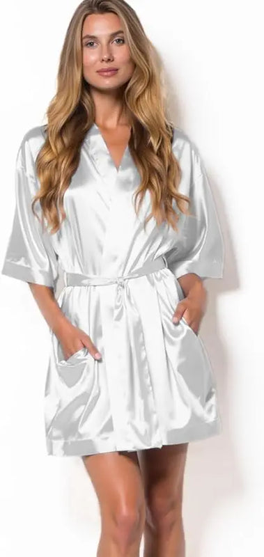 Hot Women Short Silk Bridesmaid Bride Robe Sexy Satin | SAMAG