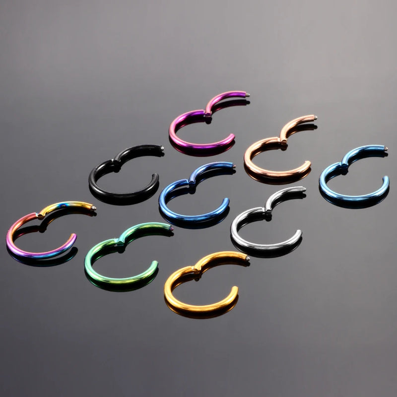 1PC G23 Titanium Septum Clicker Segment Hinged Rings Labret Lip Nose Hoop Earrings Ear Piercer 10-20G TITANIUM PIERC JEWELRI