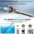 SYANSPAN 10.1" 1080P Screen Pipe Camera 512Hz Sonde&Self-leveling for Drain Sewer Inspection16GB Video Recording IP68 Waterproof