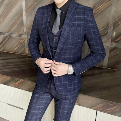 Men's High-Quality Cotton Texture Wedding Suit Set | SAMAG
