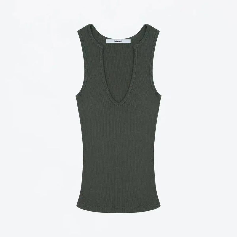 ANK Air Summer Top with Solid Color, Black and White Powder, Wide Shoulder Strap, I-Shaped Tank Top, Women's Sports, Daily Wear