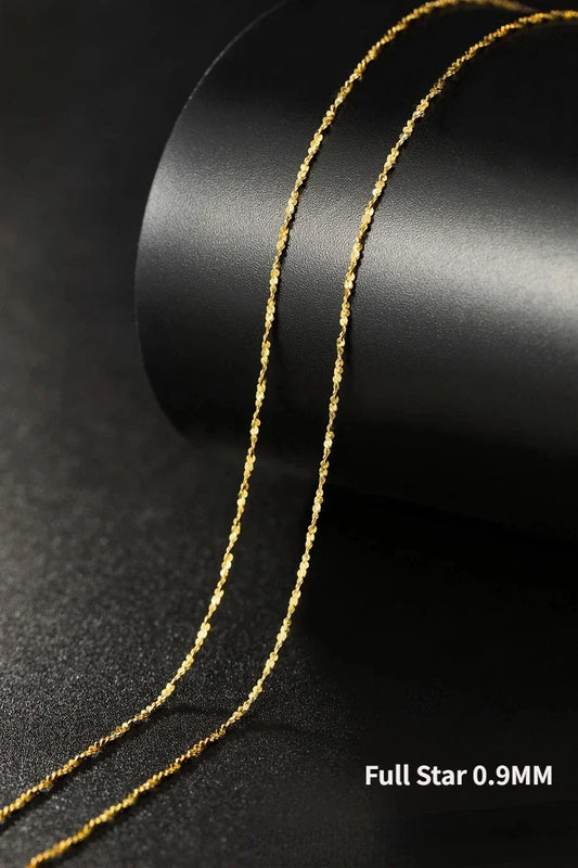 Real 14K Gold Color Necklace Chain for Women's Clavicle Chain Neck Collare for Girlfriend Fashion Birthday Jewelry Gift Not Fade