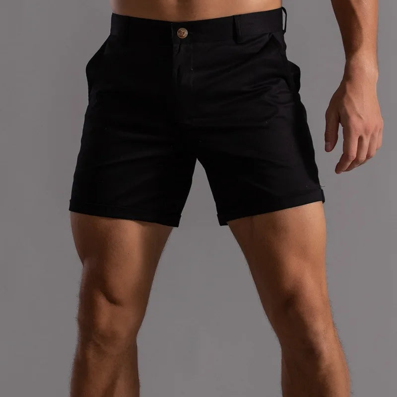 Summer 100% Cotton Solid Shorts Men Casual Business | SAMAG