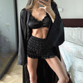 Hiloc Sexy Brown Ruched Camisole Pajama Loose Flare | SAMAG