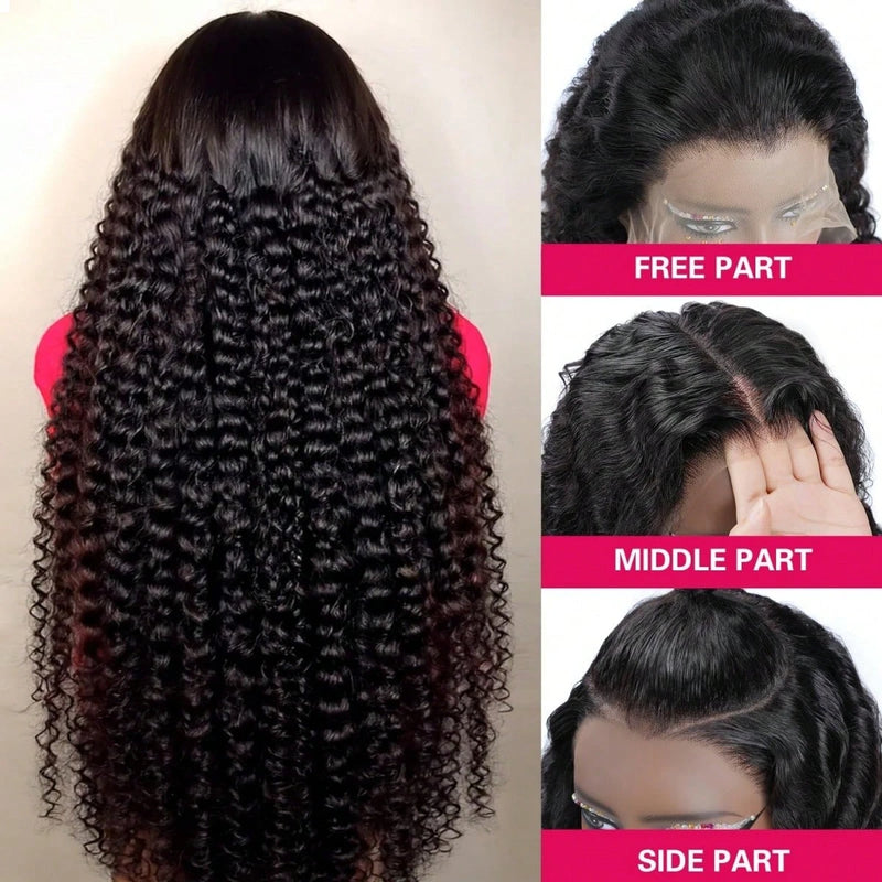 42inch 13x4 13x6 Deep Curly Lace Frontal Wig 250% Density Human Hair Pre Plucked Brazilian Human Hair Wigs For Women