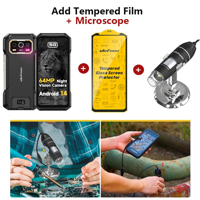 Ulefone Armor 27 Pro 5G Rugged Phone 10600mAh Smartphone Android 14 50MP+64MP Night Vision Camera Up to 24GB+256GB NFC
