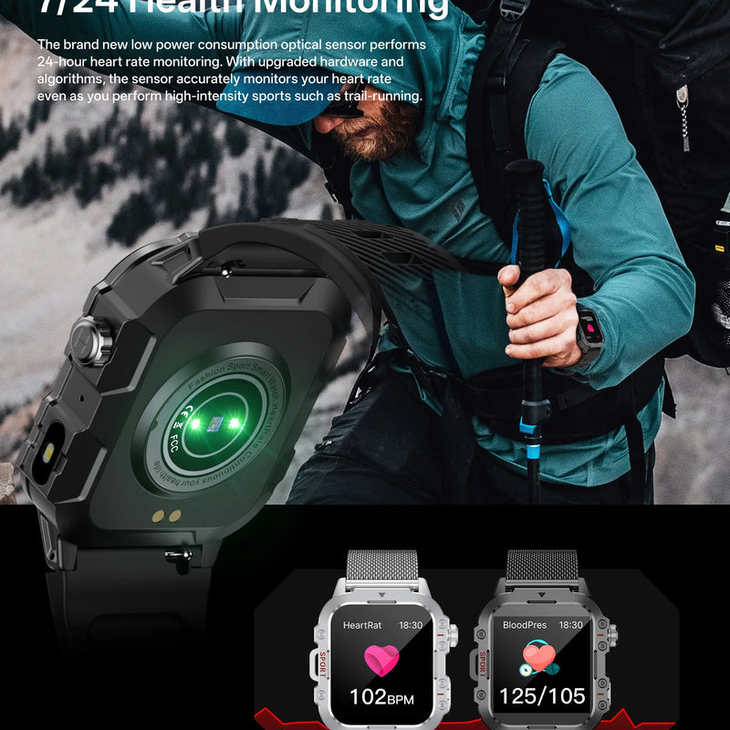 2025 New for Xiaomi Military Smart Watch Men IP67 3ATM Outdoor Sports Fitness Tracker Health Monitor 1.44Inch BT Call Smartwatch