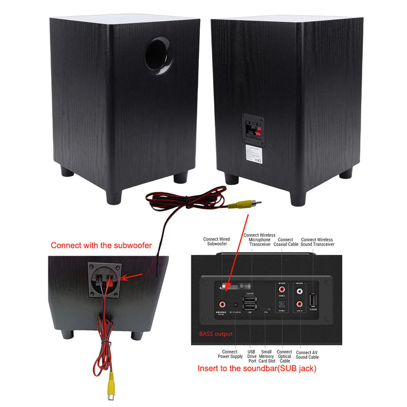 Home Theater Subwoofer 100W Home Subwoofer 6.5 Inch Independent Passive Subwoofer Speaker Plug and Play for Home Theater Party