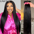 UNice Hair Yaki Straight Human Hair Bundles 100g Per Bundle 100% Human Hair Sew In Weaves 8-26 Inch Natutral Color 1/3/4 Bundles
