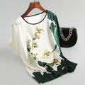 Plus Size Women's Silk Satin Blouse Spring Summer Floral - View 2 | SAMAG