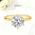 SDOOU Elegant 14K Gold Filled Six Claw Solitaire Moissanite Ring 1/2/3ct D VVS1 Round Cut  Everyday Wear Jewelry Gift for Women