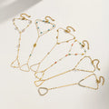 Bohemian Bead Slave Bracelet, 18K Gold Plated Stainless Steel, Waterproof Hand Chain Finger Ring Bracelet Jewelry for Women
