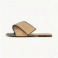 Summer Women's Flat Slippers, Women's Outerwear, Square Head, Open Toe, One Line Slippers, Men's Slippers