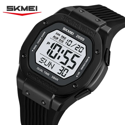 2689 New Casual Men's Electronic Watch Waterproof Calendar Multi Functional Countdown Night Light Sports Outdoor | SAMAG