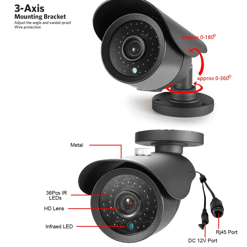 KANTURE 32CH CCTV 4K Ultra HD NVR Security Camera System POE 8MP Ai Human Detection Outdoor Waterproof Night Vision Camera Kit