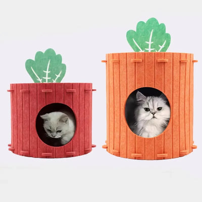for Felt Carrot Cat Bed Semi-enclosed Cute Two-layer Pet Bed Suitable for All Seasons