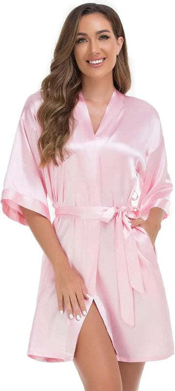 Women's Pure Short Silky Robes Bridesmaid Bride Party | SAMAG
