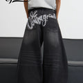 UP.THE Men's Black Baggy Wide Leg Jeans, Y2K Hip Hop | SAMAG