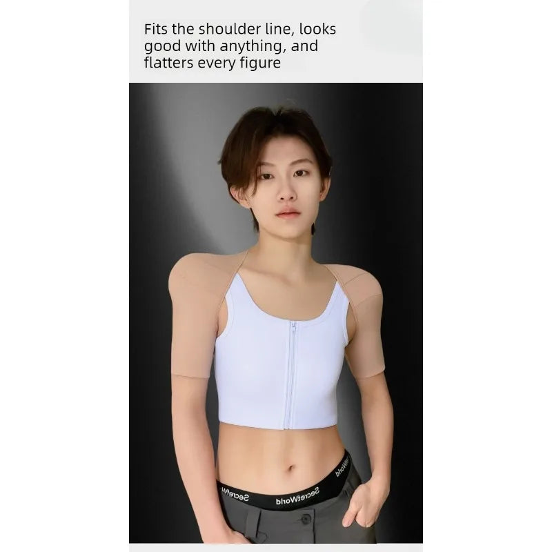 Seamless Insert Shoulder Pads Cosplay Short Sleeve Fitness Sport Top Wide Shoulder Insert Slim Big Muscle Clothes Female Male