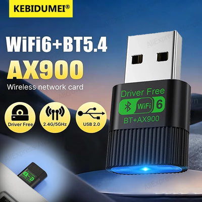 KEBIDUMEI WiFi 6 AX900 Bluetooth 5.4 RGB USB Adapter Wireless Network Card 2.4G&5GHz Wlan Receiver For PC/Laptop | SAMAG