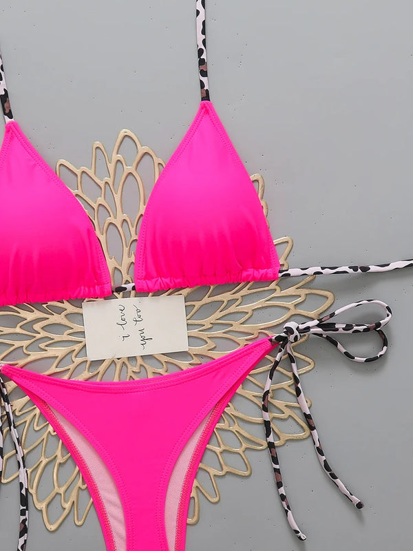 Sexy Leopard Women's Beach Bikini Swimsuit Halter Tie | SAMAG