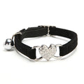 Heart Shaped Cat Collar With Bell Safety Elastic Adjustable Collar Soft Cat Crystal Collar For Kitten Puppy Pet Supplies