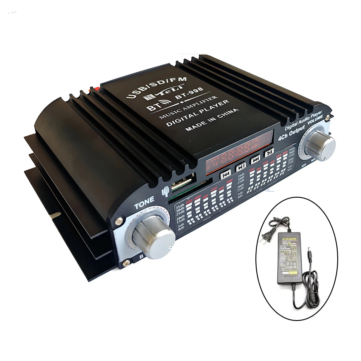 HiFi Sound Amplifier 4 Channel Digital Audio Bluetooth Amplifier Power Karaoke Player FM Radio Support Remote Control