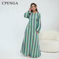 2 Layer Dubai Abaya Muslim Woman Dress Chevron Loose | SAMAG