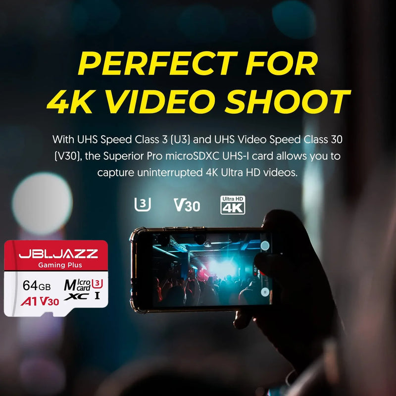 128GB Micro TF SD Card 64GB-512GB UHS-I U3 V30 High Speed Memory Card for Switch Smartphone Tablet Sports Camera with Adapter