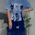 Little Cat in a Crown' Printed Long T-Shirt Short-Sleeved | SAMAG