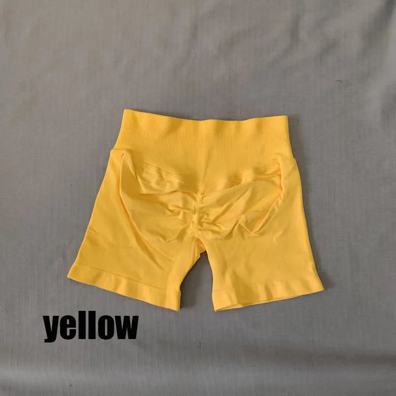 DF L0G0 Women Impact High Waist Seamless Hip Lifting Shorts Elastic Breathable Fitness Yoga Running Workout Shorts