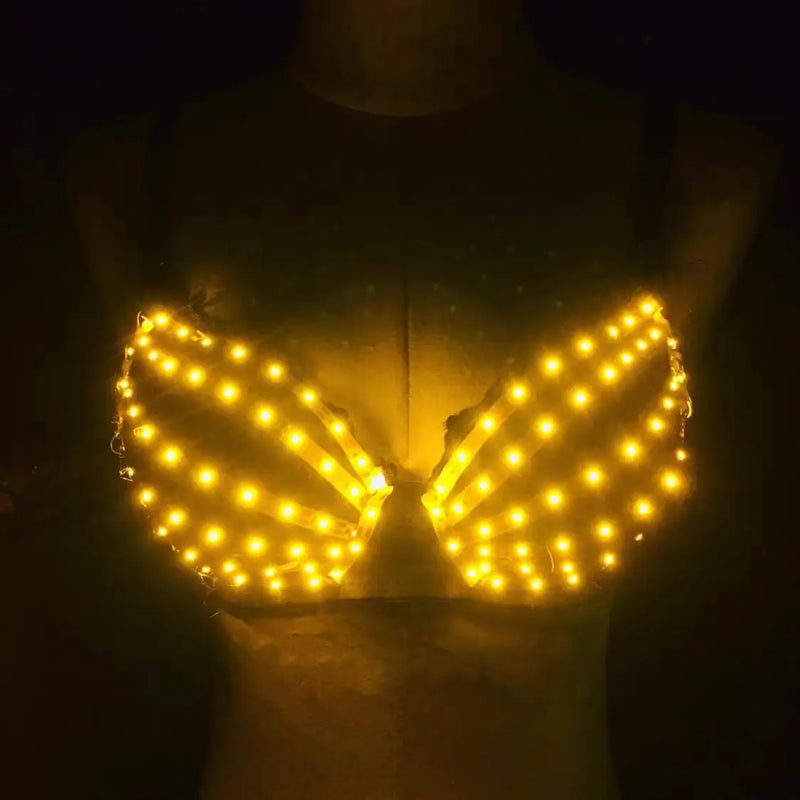 LED Glowing Bra Top Christmas Party Club Wear Rave Dance Costume Electronic Light Up Festival Outfit Tech Futuristic Bar Show