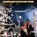 12-60Pcs Light Up Wedding Sparklers LED Wedding Wands Streamers Silk Fairy Wands with Bells  for Wedding Birthday Party Supplies