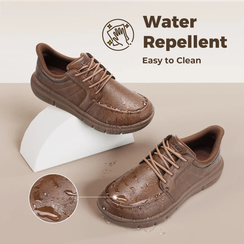 FitVille Wide Slip On Shoes For Men'S Lightweight Casual Dress Oxfords Shoes Business Walking Sneakers With Arch Support