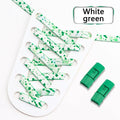 No Tie Shoelaces for Sneakers Colorful Press Metal Lock Shoelace Splashing Ink Print Flat Elastic Laces Without Ties Shoe Laces