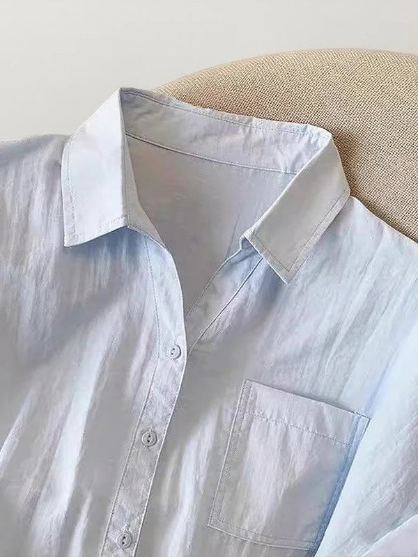 Blue  Ne ort Sve irt Women's Loose Sle Summer New Faion Breathable Comfortable Korean Version Small Size Top