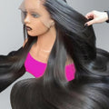 300 High Density Hd 13x4 13x6 Bone Straight Human Hair Lace Front Wigs Pre Plucked Baby Hair Brazilian 40 46 Inch 360 Full Lace Frontal Wigs For Black Women 100% Real Human Hair Natural Black Color