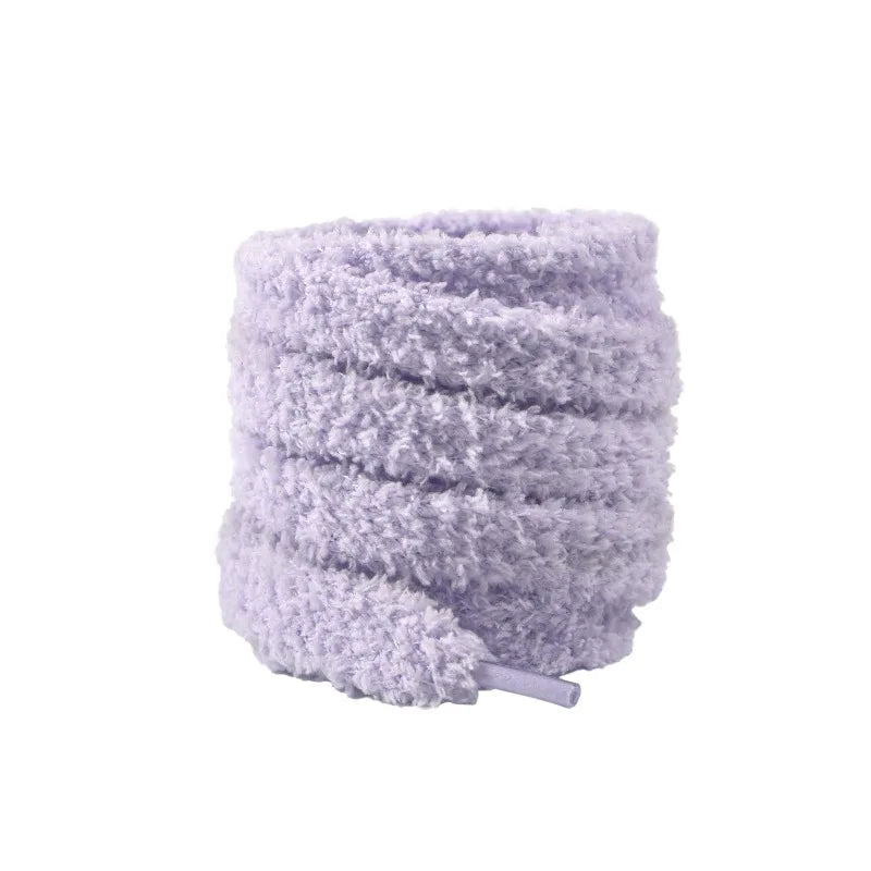 1 Pair 120cm Plush Fuzzy Shoelaces Soft Fluffy Replacement Laces Unisex for Canvas Sneakers Board Shoes
