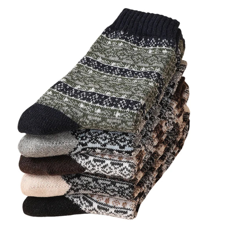5pairs Unisex Ethnic Style Vintage Thick Wool Warm Crew | SAMAG