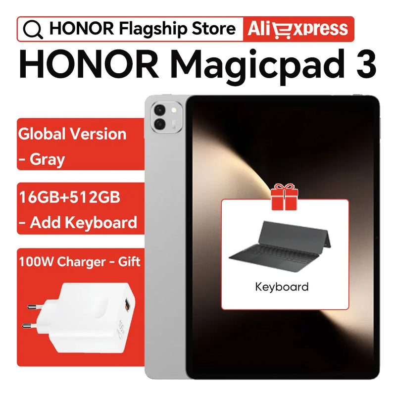 HONOR MagicPad 3 Tablet Global Version 13.3'' 165Hz Eye Protection Screen Snapdragon 8 Gen 3 12450mAh Long-Lasting Battery