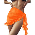 Swimsuit Coverups for Women Ruffle Hem Sarong Beach Bikini Wrap Sheer Short Skirt Chiffon Scarf for Swimwear