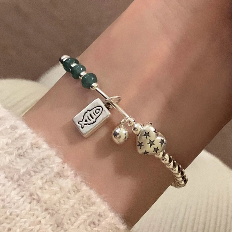 VENTFILLE 925 Sterling Silver Thai Silver Bracelet for Women Vintage Geometric Heart Love Lucky Punk Jewelry 2023 New Dropship