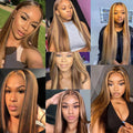 13x6 Extra Wide HD Lace P4/27 Highlight Straight Wig 200% High Density Silky Long Hair 13x4 Optional 16-40 Inch Pre Plucked Natural Hairline Glueless Wig