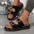Flat Sandals Cool Slipper Women'S Casual Sequined Slippers Summer Fashion Round Toe Comfortable Flat Slippers for Women