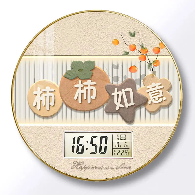 Modern wall clock for living room, home use, creative, silent, drill-free wall-mounted decorative painting electronic clock
