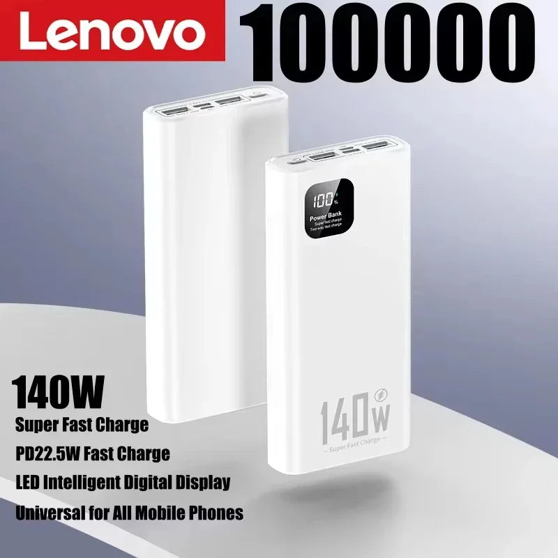 Lenovo 2026 New 500000mAh 140W Super Fast Charging Ultra Capacity Power Bank CCC Certified Portable Charger for iPhone Samsung