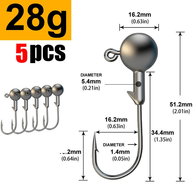 5pcs 1g 2g 3g 4g 5g 10g 20g 22g 25g 28g crank Jig head hook fishing hook head Jig lure hard bait soft worm jig hook for fishing
