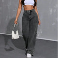 Jeans for Woman Y2k Jeans Loose Wide Leg Drag Ash Gray High Waist Vintage Streetwear Fashion Casual Trend 2025 Comfort Fit